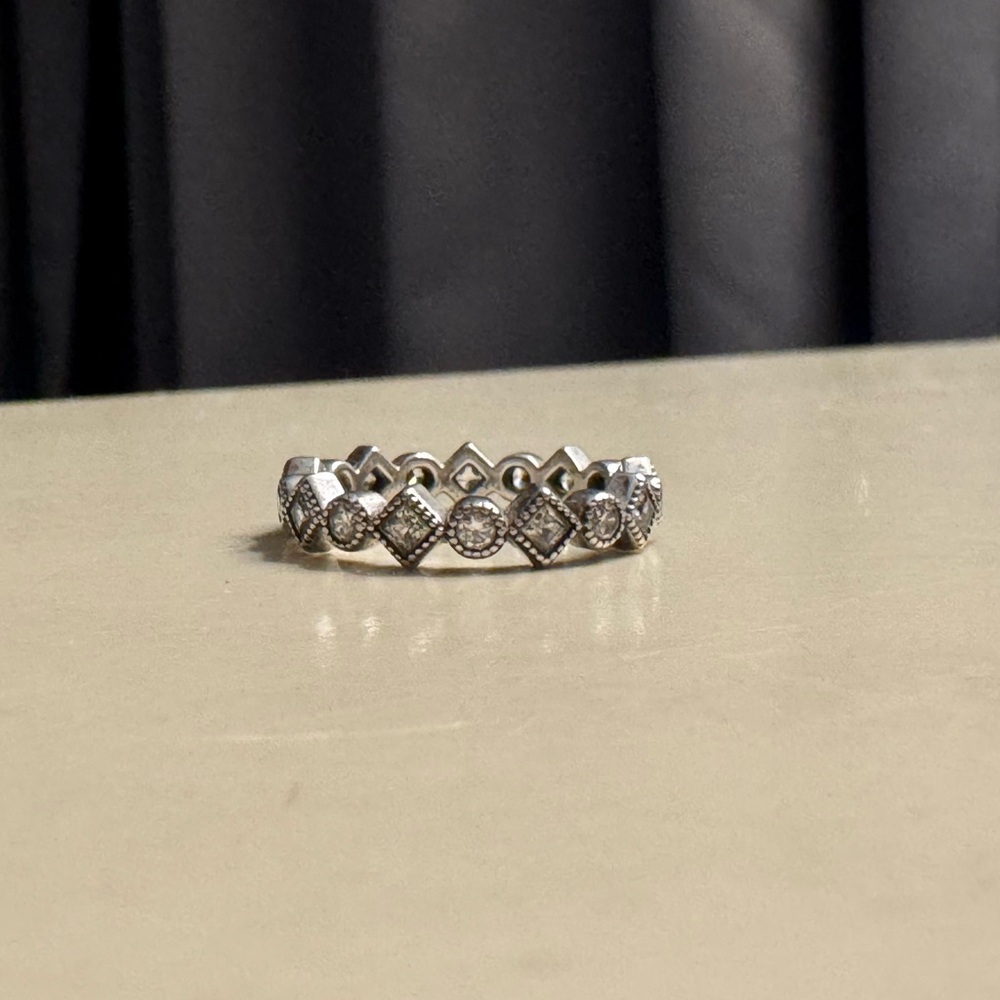 Pandora Silver Geometric Ring